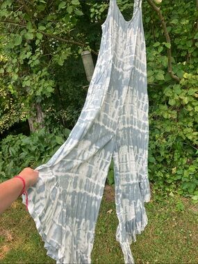 Japna Blue & White Tie-Dye jumpsuit with pockets